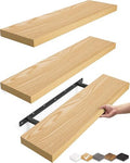 BAYKA Light Oak-Toned Floating Shelves 22.5in, Set of 3, Wall Mounted Shelf by Bayka