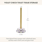 MACKENZIE-CHILDS Toilet-Tissue Storage, Purple-and-White Violet Check - Image 4