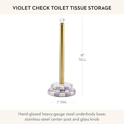 MACKENZIE-CHILDS Toilet-Tissue Storage, Purple-and-White Violet Check - Image 4