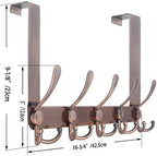 WEBI Over The Door Hook,Door Hanger Hook Rack with 5 Tri Hooks for Hanging,Over Door Towel Rack Door Coat Hanger Door Coat Rack for Bathroom,Behind Back of Door,Antique Copper,2 Packs - Image 2