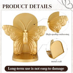 2 Pcs Vintage Butterfly Bookends Metal Butterflies on Stands with Gold Finish, 7" Tall Heavy Duty Decorative Book Ends, Book Stopper Holder Decor for Desk Home Office Shelf Decorations - Image 3