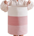 CLHMILY&Z 80L Laundry Basket Round Storage Rope Basket - 16.5x22.5 Inches - Pink Hamper in Bedreoom and Cute Storage Bin for Blankets, Toys, and Nursery Essentials by ClhmilyZ