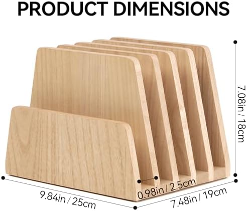 KIRIGEN Wooden Mail Organizer, 5-Slot File Holder for Desk, Natural 5K-NA - Image 6