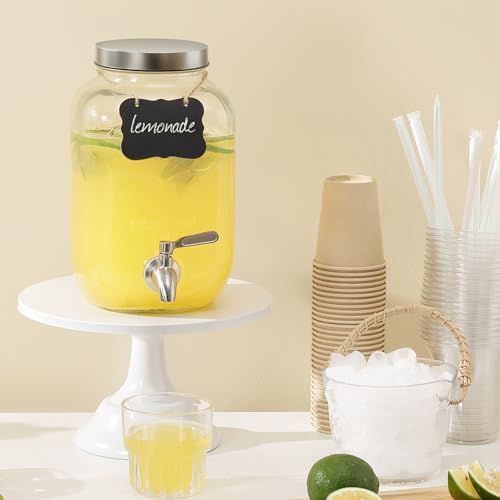 1 Gallon Drink Dispenser with Spigot 18/8 Stainless Steel – Airtight & Leakproof Glass Sun Tea Jar with Anti-Rust Lids, Beverage Dispenser for Parties - Laundry Detergent Holder (Pack of 2) - Image 3