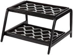 Anji Mountain Heavy Duty Waterproof Wooden Shoe Storage Mat Organizer/Boot Storage Tray Multi Use for Entryway with Coir, Black and Ivory Diamond Insert, 2 Tier, Fits 4 Pair (26.5" Wide) by AnjiMountain