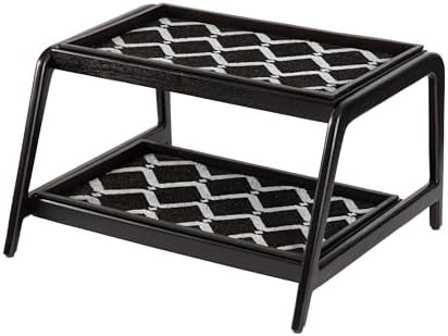 Anji Mountain Heavy Duty Waterproof Wooden Shoe Storage Mat Organizer/Boot Storage Tray Multi Use for Entryway with Coir, Black and Ivory Diamond Insert, 2 Tier, Fits 4 Pair (26.5" Wide) by AnjiMountain