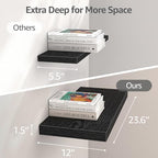 QEEIG 12" Deep Floating Shelves for Wall (Black, Set of 3, 23.6" x 12") - Image 3
