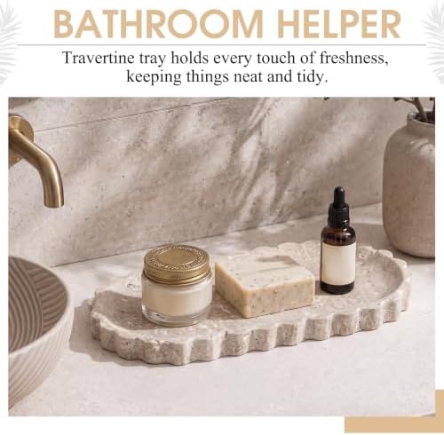 Hushee Travertine Vanity Tray with Scalloped Pattern Edge, 10"x5" - Image 5