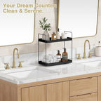 Forbena Black Bathroom Counter Organizer, Tiered Bathroom Organizer Countertop Tray, Corner Makeup Vanity Shelf Organizers and Storage for Men Perfume Skin Care Kitchen Sink Coffee Bar Station - Image 5