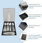 5-compartment kitchen utensil storage box with transparent lid - a fixed-compartment cutlery tray for kitchen drawer storage, a dust-proof container for forks, spoons, and knives - Image 3