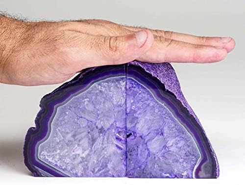 AMOYSTONE Purple Agate Bookends, Small Crystal Book Ends for Bedroom Shelves - Image 3