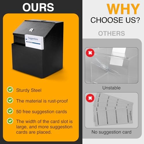 Suggestion Boxes with Slot and Lock,2 Pack Metal Donation Boxes - Image 4