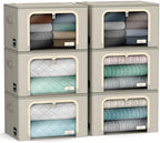 Sorbus Clothes Storage Bins with Metal Frame, Clear Window (6 Pack, Beige) by Sorbus