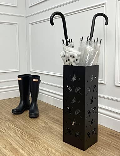 Mango Steam Metal Square Tall 19.5" Umbrella/Cane/Walking Stick/Wrapping Paper Holder, Stand, Rack Organizer (Brollies Black) - Image 6