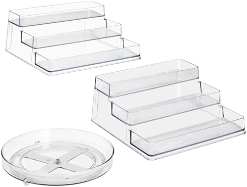 Sorbus Pantry Spice Organizer Set, 3-Tier Seasoning Organizer for Cabinet (2 Pack) and Lazy Susan Spice Rack Turntable 9-Inch, Spice Organization for Cabinet, Condiment Organizer Pantry & Refrigerator - Image 7