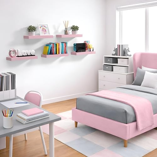 Sorbus 16 Inch Floating Shelves for Wall (3 Pack, Pink) - Image 5