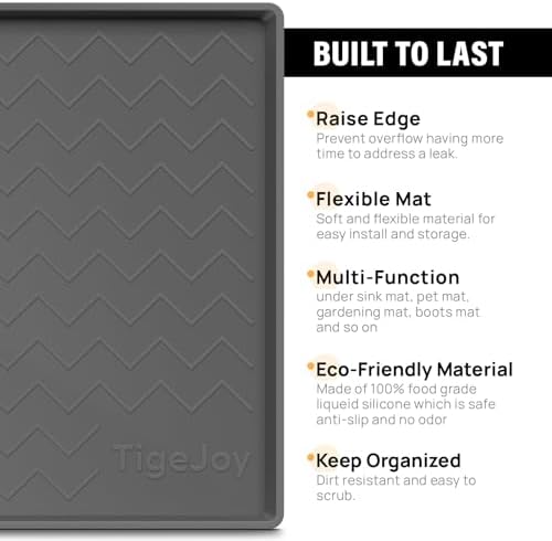 TigeJoy Under Sink Mats for Kitchen Waterproof 28" x 22", Cabinet Liner - Image 3