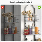 Shower Caddy Hanging (Silver), Adjustable Anti-Swing-Over The Shower Head Caddy, 4 Tier Height Bathroom Storage Organizer Bathroom Shelves Basket Rack Shower Caddies (4Tier) - Image 4