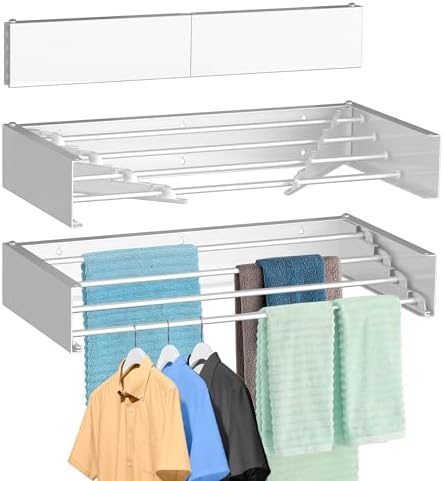 FOCHIER F Laundry Drying Rack Wall Mounted Clothes Drying Rack White,23.6" by FOCHIERF