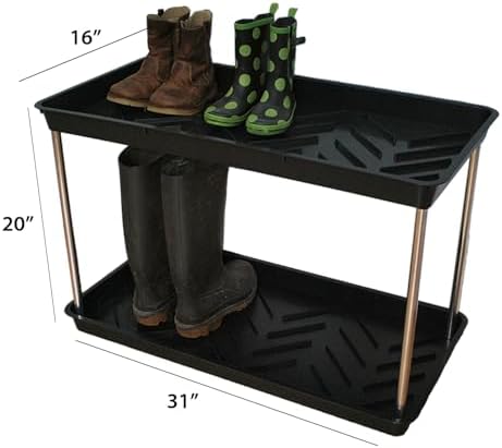 Tierra Garden GP105B - 2-Tier Boot Tray Shoe Rack - Durable Recycled Plastic, Black, Easy Assembly - Image 2