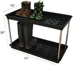 Tierra Garden GP105B - 2-Tier Boot Tray Shoe Rack - Durable Recycled Plastic, Black, Easy Assembly - Image 2