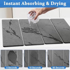 Stone Dish Drying Mat for Kitchen Counter-Dark Gray Carved 24"×16" & 8"x4" - Image 4