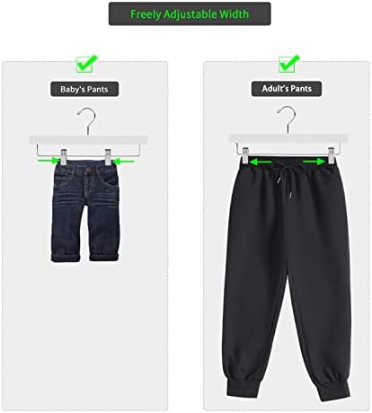 Nature Smile Deluxe Wooden Pants Hangers Solid Wood Bottom Jeans Hanger Skirt Hanger with 2-Adjustable Clips Pack of 20 (White) - Image 5