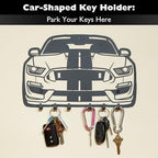 MOOH Key Holder for Wall - Metal Automotive Key Holder With 6 Hooks - Unique Car Gift for Men, Women, Car Lovers & Enthusiasts - Cool Man Cave Decor (Ford Mustang 2021, Black) - Image 2