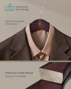 SONGMICS Wooden Suit Hangers 10 Pack, Extra-Wide Shoulder Clothes Hangers - Image 3