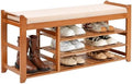 PETKABOO Shoe Rack Bench with Cushion 39.4“, Shoe Rack for Front Door Entrance, Shoe Bench with Storage for Entryway Hallway Bedroom Living Room by PETKABOO