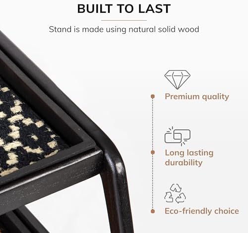 Anji Mountain Heavy Duty Waterproof Wooden Shoe Storage Mat Organizer/Boot Storage Tray Multi Use for Entryway with Coir, Black and Ivory Insert, 2 Tier, Fits 4 Pair (26.5" Wide) - Image 3