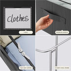 CYhom 3Pcs Under Bed Storage Bins with Metal Frame - Shoe Organizer for Closet with Clear Cover Oxford Fabric Sturdy Underbed Container Foldable Stackable Clothes Organizer (Black, 23.5x11.8x6.3) - Image 5