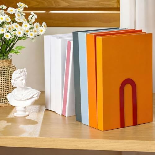 Chunful 10 Pcs Red Metal BookEnds Shelves, 7.5 x 5.75 x 3.5 in - Image 5