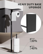 Toilet Paper Holder Stand, Free Standing Toilet Paper Holder with Shelf for Bathroom, Stainless Steel Toilet Paper Roll Holder with Storage, Reserve for 3 Rolls, Weighted Base(Matte Black) - Image 5