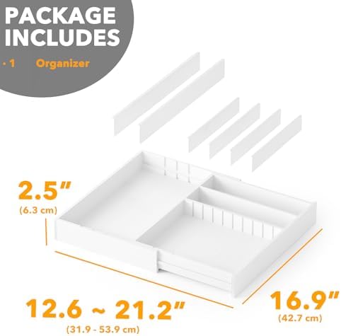SpaceAid 2.5" High Bamboo Silverware Drawer Organizer with Labels, Kitchen Utensil Expandable Tray Holder for Flatware, Cutlery, Spoon and Knives Drawer Storage Organization (White) - Image 4