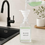 Kitchen Glass Soap Dispenser Set with Tray 2 with Silver Rust Proof Pump - Image 4