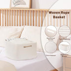 OIAHOMY Storage Basket for Shelves, Closet Cube Storage Bins Baskets for Clothes Blanket Towels, Baby Nursery, Toy Baskets Box, Woven Rope Basket, 17.72 * 12.99 * 7.87 IN, 2 Packs White - Image 3