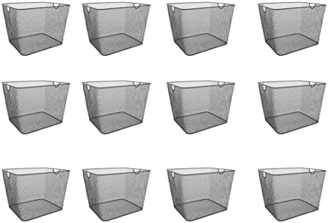 YBM HOME Household Wire Mesh Metal Steel Storage Basket Organizer, Open Bin Shelf Organizer for Kitchen, Cabinet, Pantry, Fruit and Vegetables (12-Pack, 15x12x11.5) 2268s-12 by YBMHome