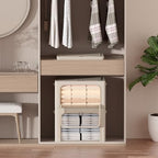 CYhom 3Pack Frame Storage Box - Clothes Storage Bin Bags Oxford Fabric Foldable Stackable Container Organizer Set with Clear Window & Carry Handles Large Capacity (Beige, Extra Large-100L) - Image 3
