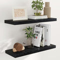 Fun Memories 32" W x 9.3" D Floating Shelves in Black, Rustic Wood Deep Shelves for Bedroom, Kitchen, Living Room, Long Floating Shelf for Wall, Storage Display Wall Shelf for Books Decor by FunMemories