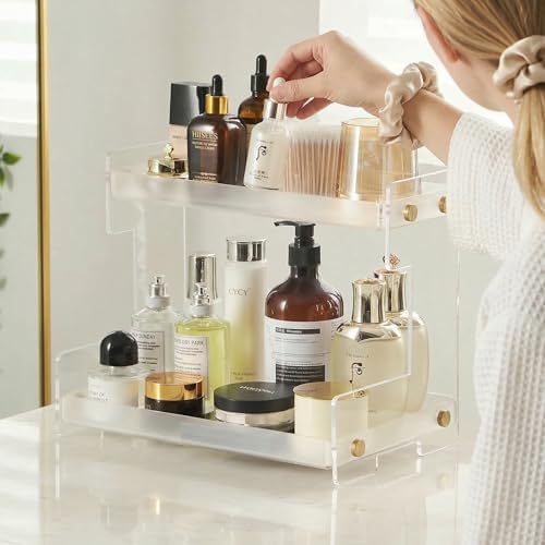FFK Bathroom Organizer Countertop, 2 Tier Bathroom Counter Organizer Kitchen Spice Rack Cosmetic Organizer,Countertop Storage for Bathroom, Kitchen, Living Room, Bedroom, Dressing Table - Image 4
