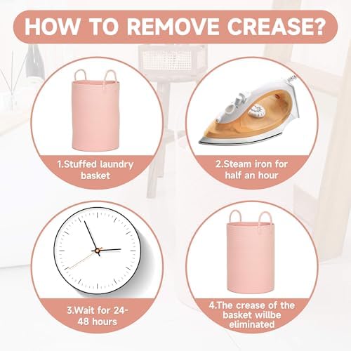 CLHMILY&Z Laundry Hamper Round Storage Rope Basket in Living Room, Bedroom, Laundry Room for Toy, Clothes, Blanket, Pillow (Pink, 80L) - Image 7