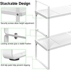 Expandable Storage Shelf, Stackable Organizer Rack, White Small 2 PK - Image 3