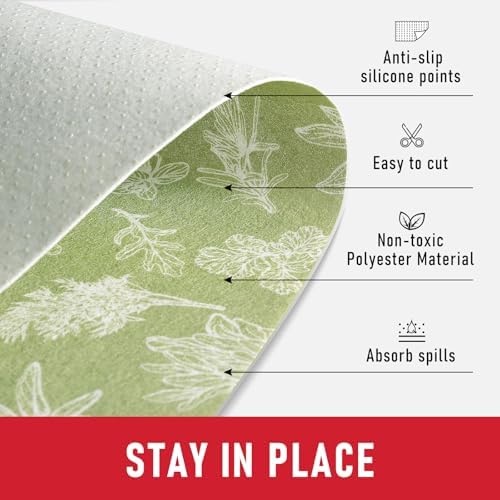 Cooyes Shelf Liner for Refrigerator & Drawer, Non-Adhesive Cabinets Liner for Kitchen Cupboard & Fridge, Breathable Cloth Material, Vegetable-Patterned, 12" x 360", Sage Green - Image 4