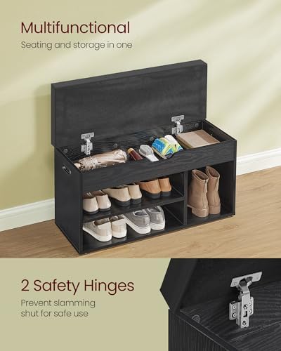 VASAGLE Storage Bench with Cushion, Shoe Bench,11.8 x 31.5 x 17.3 Inches - Image 4