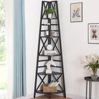 HOMBAZAAR 5 Tier Corner Shelf,72 Inch Tall Corner Bookshelf,Black by Hombazaar