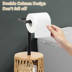 Trongee Freestanding Toilet Paper Holder with Storage,3 Rolls of Boho Toilet Paper Holder Stand with Lid,Gold Toilet Tissue Holder Stand Rattan Paper Storage Wicker Toilet Roll Holder Basket - Image 2