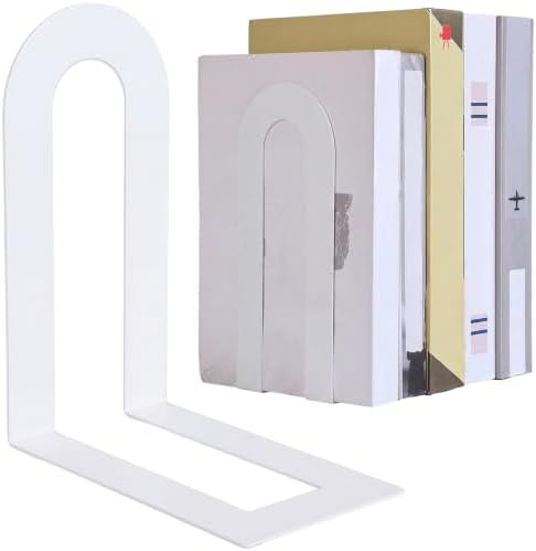 Chunful 8 Pcs White Metal BookEnds Shelves, 7.5 x 5.75 x 3.5 in by Chunful