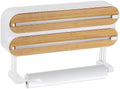 uxcell 3 in 1 14"x2.6" Plastic Wrap Dispenser with Cutter and Magnetic Bottom, Suitable for Tin Foil, Plastic Cling Wrap, Aluminum Foil - Wood Color by uxcell