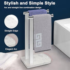 NearMoon Hand Towel Holder with Balanced Marble Base, SUS304 Stainless Steel Stand Towel Ring L Shape Hand Towel Rack Free-Standing Towel Bar for Bathroom Kitchen Countertop (Double Rod, Chrome) - Image 6